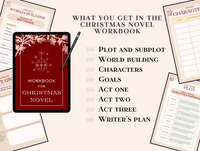 WHAT YOU GET IN THE CHRISTMAS NOVEL WORKBOOK :
PLOT AND SUBPLO WORLD BUILDING ; CHARACTERS ; GOALS ; ACT ONE ; ACT TWO ; ACT THREE ; WRITER'S PLAN