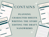 CONTAINS : PLANNING ; CHARACTER SHEETS ; WRITING THE STORY EDITING THE DRAFT ; NANOWRIMO