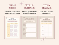 cheat sheet ; world building ; story tracker 